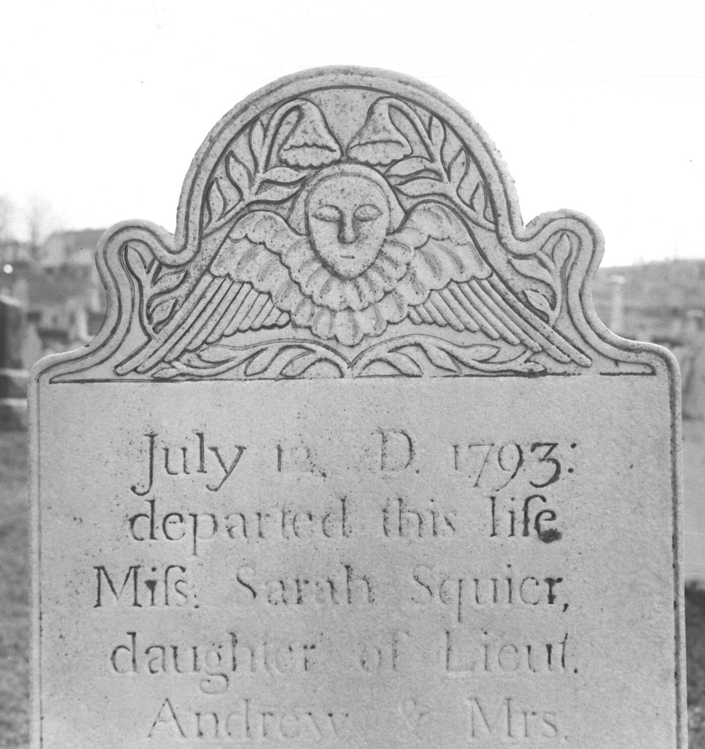 July 12, 1793, departed this life, Miss Sarah Squier.
